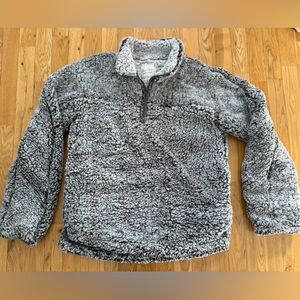 Altar’d State Cozy Gray Sherpa 1/4 Zip Pullover Jacket Women’s Size Small